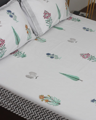 HAND BLOCK PRINT Bedsheet with 2 Pillow Cover Bedroom Home Decor Cypress Bedsheet Cotton Double Indian Design Bedsheet For Cotton Bedsheet