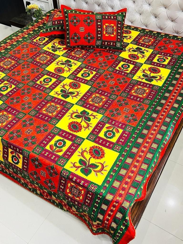 Bedsheets King Size with Pillow Covers (Kantha 005